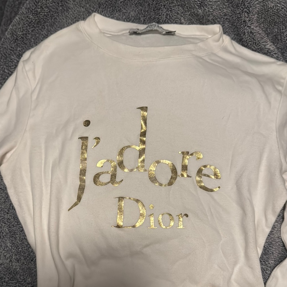 Dior Cream Top with Gold Lettering
